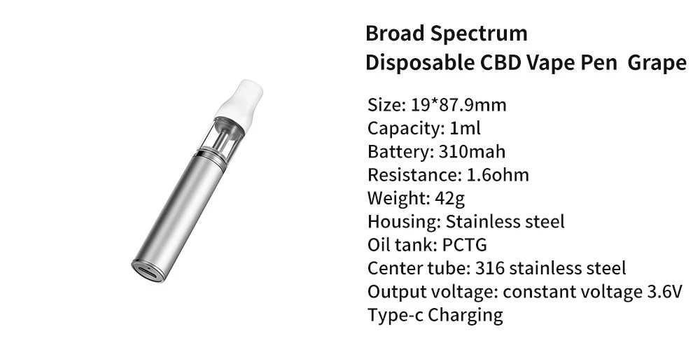 Broad Spectrum Disposable CBD Vape Pen Grape Broad Spectrum Disposable CBD Vape Pen Grape